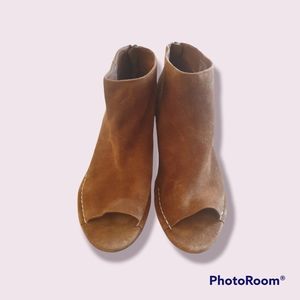 Suede Open-toe Ankle Boots